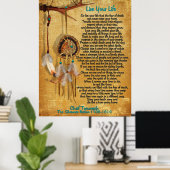 "Leef je leven" van Chief Tecumseh Dreamweaver Poster (Thuiskantoor)