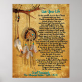 "Leef je leven" van Chief Tecumseh Dreamweaver Poster (Voorkant)