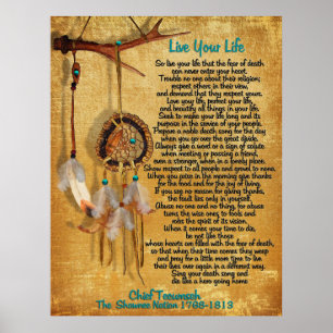 "Leef je leven" van Chief Tecumseh Dreamweaver Poster