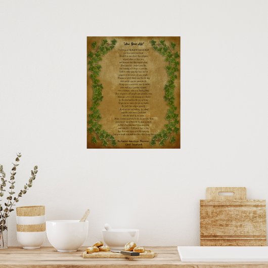 "Leef je leven" van Chief Tecumseh Poster (Keuken)
