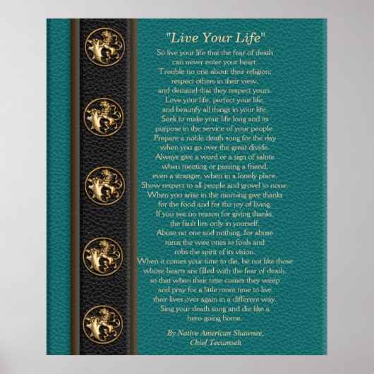 "Leef je leven" van Chief Tecumseh Poster (Voorkant)