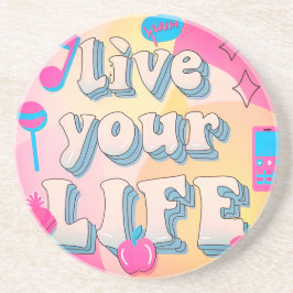 Leef je leven zandsteen onderzetter