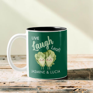 Leef Lach Blad Grappige Groente Vriend Geschenk Tweekleurige Koffiemok