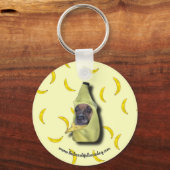 Leef, lach, hou van bananen. Button Sleutelhanger (Voorkant)