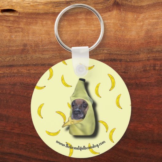 Leef, lach, hou van bananen. Button Sleutelhanger (Voorkant)