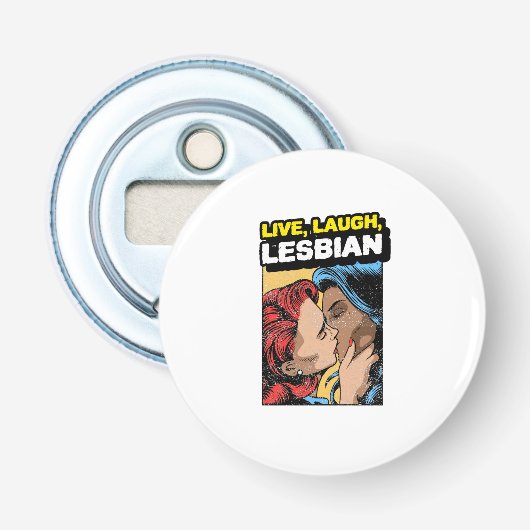 Leef Lach Lesbienne Button Flesopener (Voorkant)