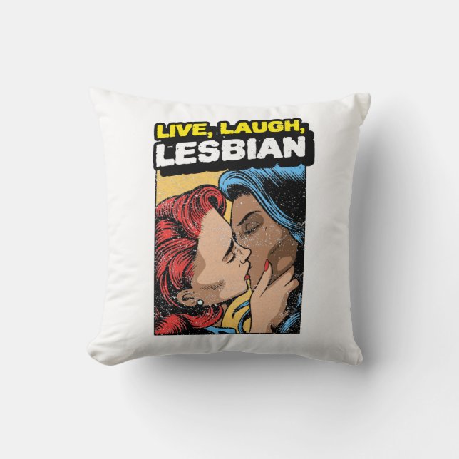 Leef Lach Lesbienne Kussen (Voorkant)