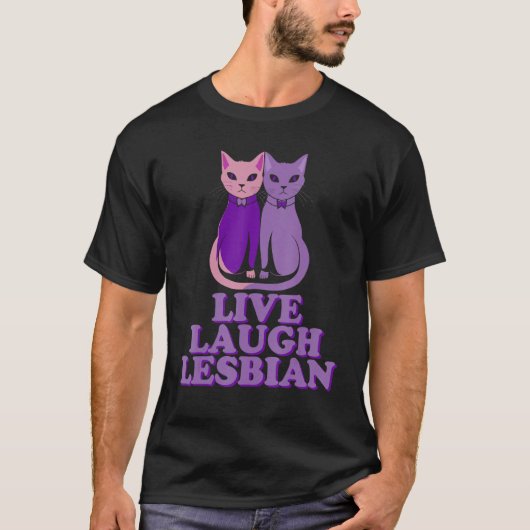 Leef Lach Lesbiennes Kat Koppel Liefde is Liefde L T-shirt (Voorkant)
