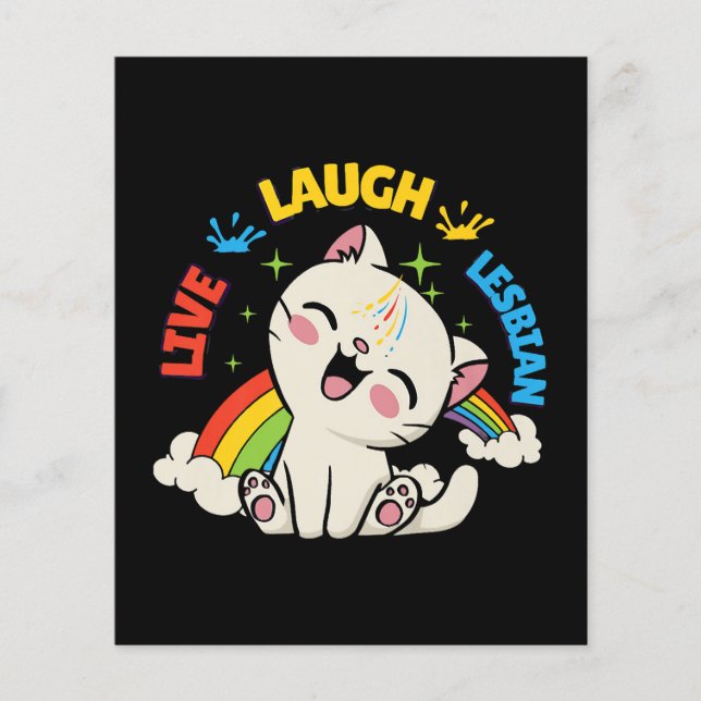 Leef Lach Lesbische Vlag Regenboog Kat Pride Maand (Voorkant)