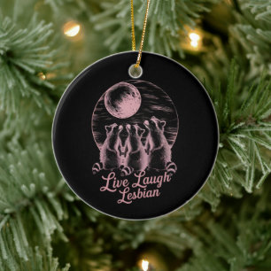 Leef Lach Lesbische Wasbeer Lesbische LGBTQ Pride Keramisch Ornament