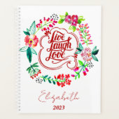 Leef lach lief bloemige gepersonaliseerde planner (Voorkant)