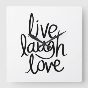 Leef Lach Lief – Klassieke Inspirerende Typografie Vierkante Klok