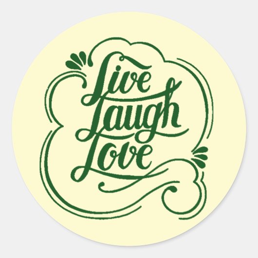 Leef lach lief klassieke ronde sticker (Voorkant)