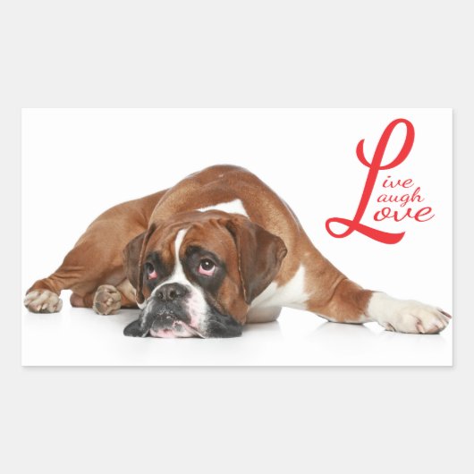Leef, lach, Liefde Boxer Puppy Dog Groet Sticker (Voorkant)