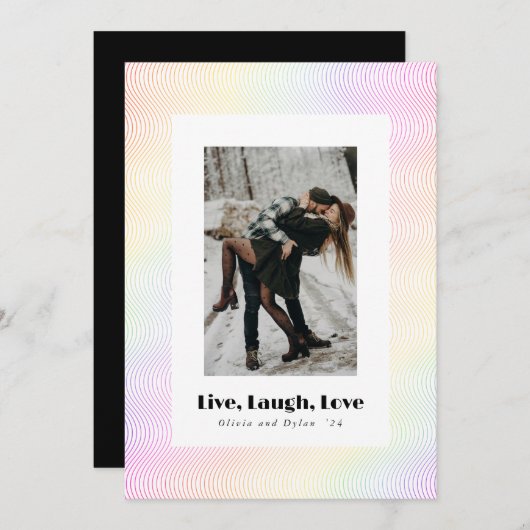 Leef Lach Liefde | Koppel Guilloché Kerstkaart (Voorkant / Achterkant)