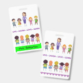 Leef ~ Lach ~ Liefde ~ Leer School Docent Badge (Voor- en achterkant)