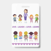 Leef ~ Lach ~ Liefde ~ Leer School Docent Badge (Achterkant)