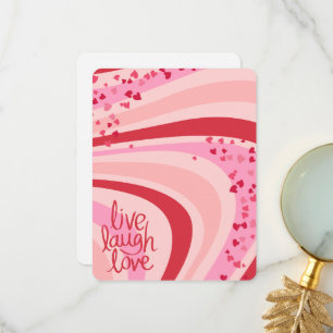 Leef, Lach, Liefde Retro Hart Wave, Platte Notecar Bedankkaart
