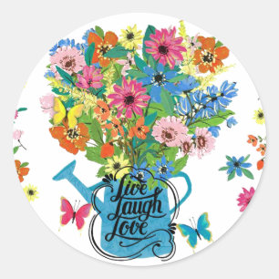 Leef, lach liefde  ronde sticker