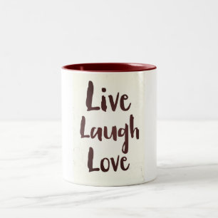Leef Lach Liefde vintage inspirerende quote Tweekleurige Koffiemok