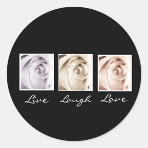 leef, lach, liefje 3 rozen sticker