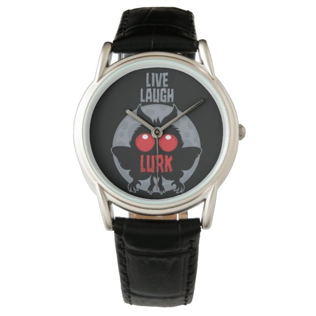 Leef Lach Loer Mothman Cryptid Horloge (Voorkant)