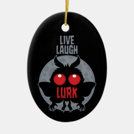 Leef Lach Loer Mothman Cryptid Keramisch Ornament (Voorkant)