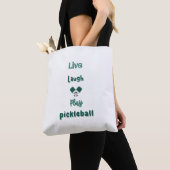 Leef, lach, speel pickleball tote bag (Dichtbij)