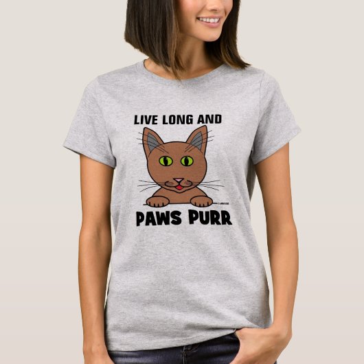 Leef Lang en POOTJES SNOR Grappige Kat T-shirt (Voorkant)