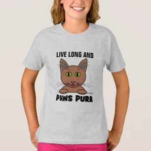 Leef Lang en POOTJES SNUR Funny Kat T Shirt