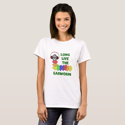 LEEF LANG HET AARWORM MET regenboogoren T-shirt (Voorkant volledig)