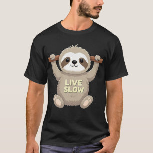 Leef Langzaam Luiaard T-Shirt – Cute Cartoon Ontwe