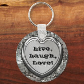 Leef, Laugh, Liefde! Glitter Sleutelhanger (Voorkant)