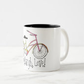 Leef, Laugh, Liefde! Tweekleurige Koffiemok (Voorkant rechts)