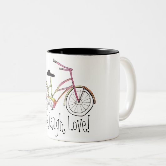 Leef, Laugh, Liefde! Tweekleurige Koffiemok (Voorkant rechts)