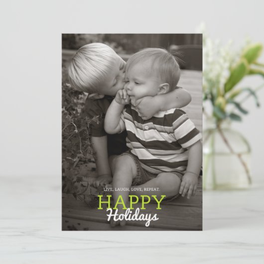 Leef, Laugh, Love, Herhaal. Vakantiekaart | 5 x 7 Feestdagenkaart (Staand voorkant)