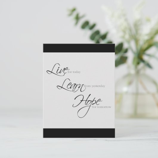 "Leef, leer, hoop" Briefkaart (Staand voorkant)