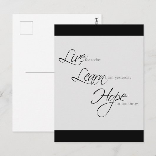 "Leef, leer, hoop" Briefkaart (Voorkant / Achterkant)