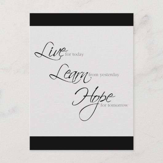 "Leef, leer, hoop" Briefkaart (Voorkant)