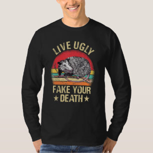 Leef Lelijk Doe Je Dood Na Retro Vintage Opossum F T-shirt