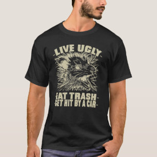 Leef lelijk etensresten pakken het op met een auto t-shirt