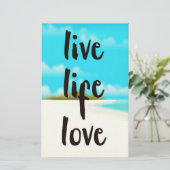 Leef Leven Lief inspirerende quote Briefpapier (Staand voorkant)