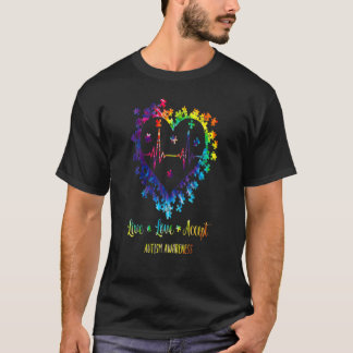Leef Lief Aanvaard Autisme Bewustzijn Autisme Hart T-shirt