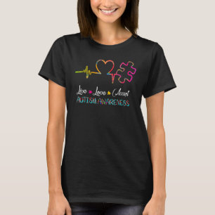 Leef Lief Aanvaard Autisme Bewustzijn Steun T-shirt