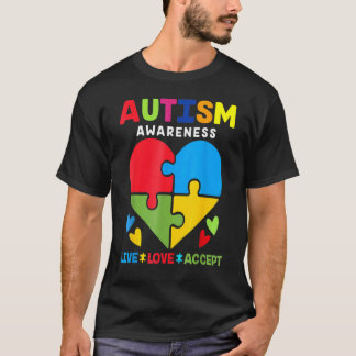 Leef Lief Aanvaard Autisme Bewustzijn Vader Moeder T-shirt