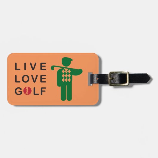 Leef lief golf, bagagelabel. bagagelabel (Voorkant horizontaal)