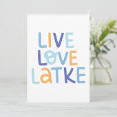 Leef Lief Latke Hanukkah Design Kaart (Staand voorkant)