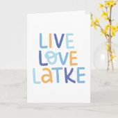 Leef Lief Latke Hanukkah Design Kaart (Gele Bloem)