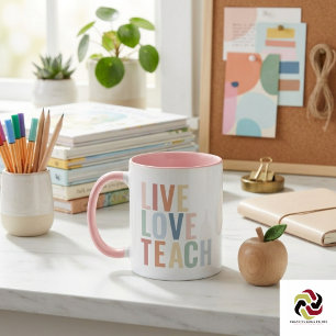 Leef Lief Leer Regenboog Leraar Waardering Mok