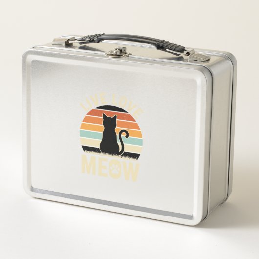 Leef Lief Meow Vintage Kat Zonsondergang Design_1 (Voorkant)